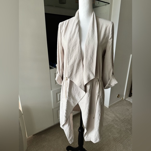 Zara Jackets & Blazers - ZARA Draped Waterfall Jacket – Medium – Light Taupe